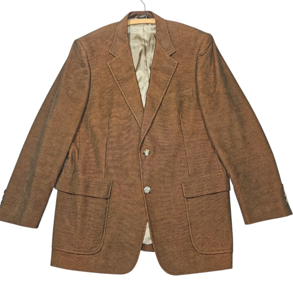 VTG Bill Blass Menswear Corduroy Sport Coat Blazer Brown Sz 44 Vintage Long